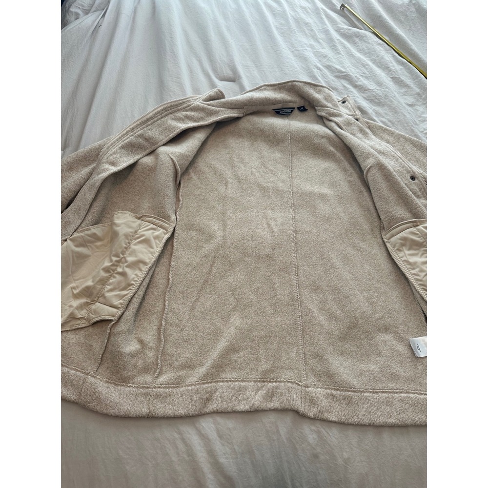 Lands' End tan zip snap fleece winter jacket coat-LP petite oatmeal - Picture 9 of 9